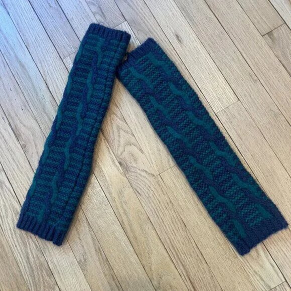 Free People Mariella Blue/green Cable Knit Arm Warmers One Size - Picture 3 of 5
